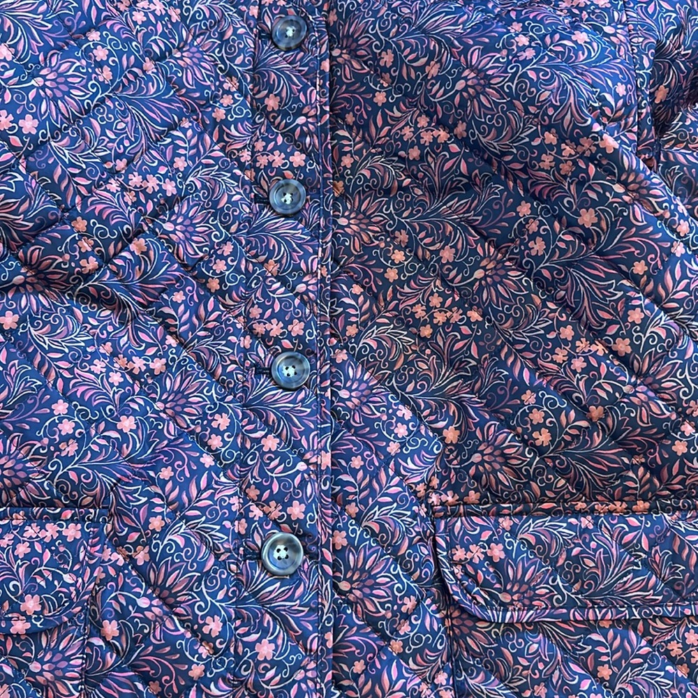 Croft & Barrow Women’s XXL Brown Orange Button down Quilted Floral Jacket - Picture 9 of 11